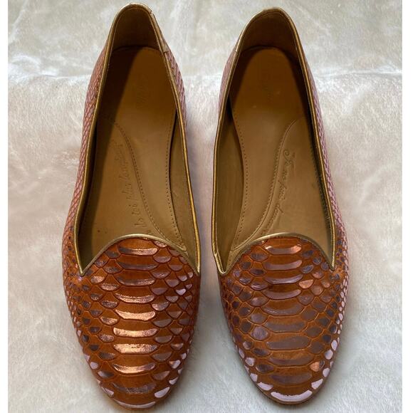 Chatelles Paris Slippers Flats Loafers Shoes EU 40 Pink Rose Gold Snakeskin EUC - Picture 1 of 10